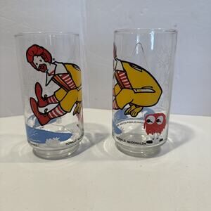 1977 McDonaldland Ronald McDonald Glass Set of 2 Vintage McDonalds
